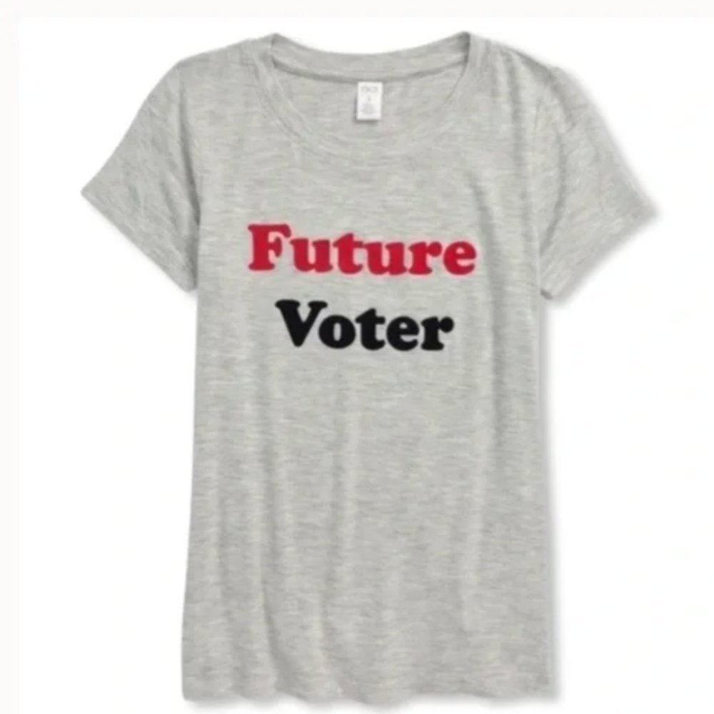 NEW 1901 Nordstrom Future Voter Girl’s Kids Gray Short Sleeve Graphic T-Shirt